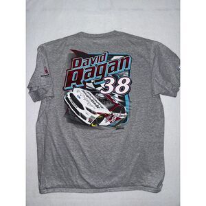 Nascar‎ Shirt Mens 2XL Gray Racing David Ragan #38 Shriners Double Sided Y2K